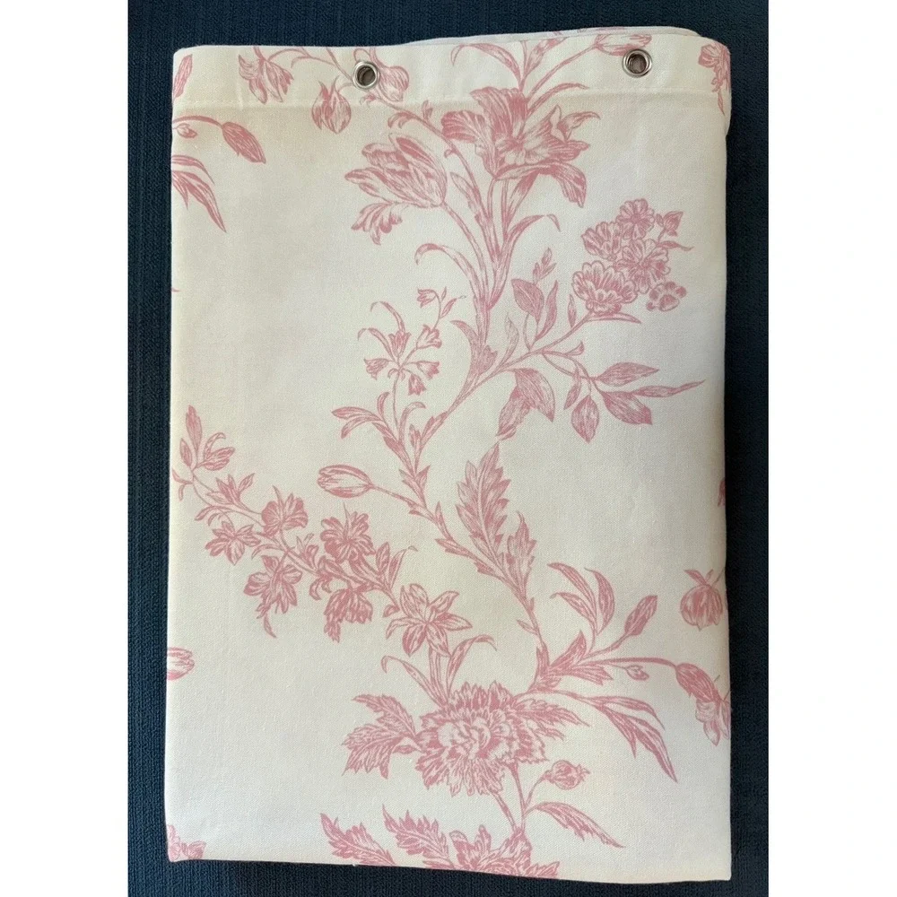 Pink Floral Toile Botanical Fabric Shower Curtain White 72 X 72 Toile De Jouy